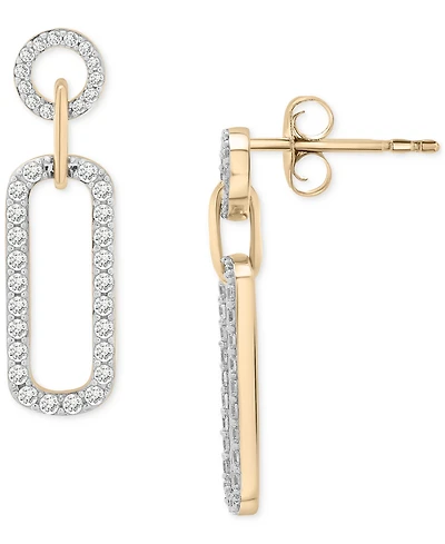 Wrapped in Love Diamond Pave Paperclip Drop Earrings (1 ct. t.w.) in 14k Gold, Exclusively at Macy's