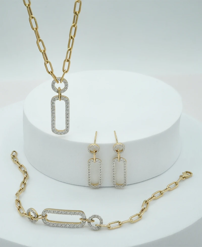 Wrapped in Love Diamond Pave Paperclip Drop Earrings (1 ct. t.w.) in 14k Gold, Exclusively at Macy's