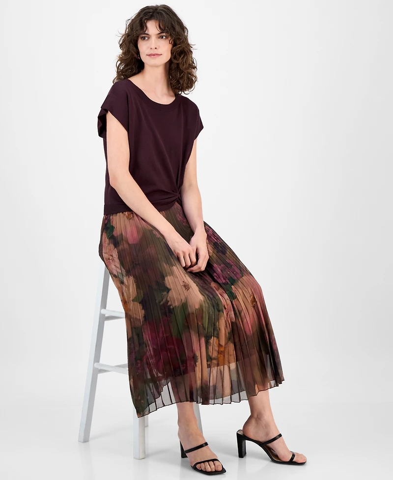 Robbie Bee Women's Knit-Bodice Pleated-Skirt Dress