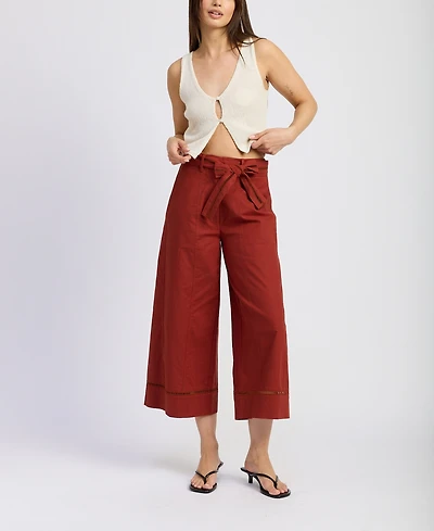 En Saison Women's Megumi Tie-Waist Mid-Rise Pants