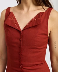 En Saison Women's Megumi Sleeveless Cotton Linen Mini Dress