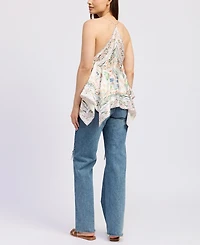 En Saison Women's Alaia Printed Sleeveless Handkerchief-Hem Top