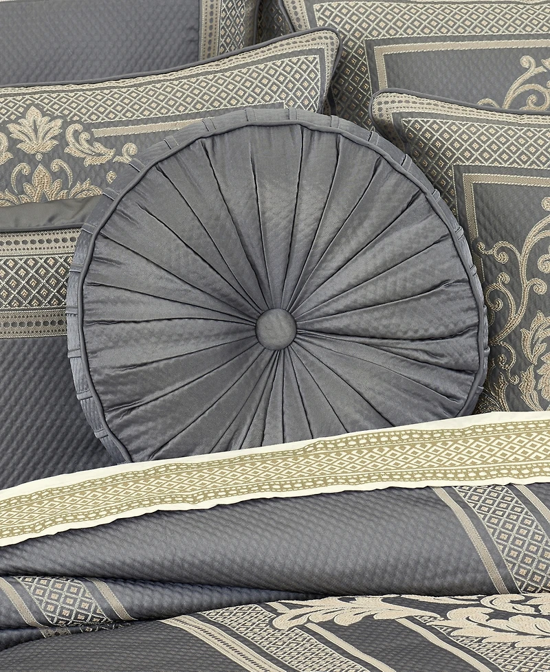 J Queen New York Excelsior Tufted Round Decorative Pillow, 15"