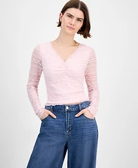 Celebrity Pink Juniors' Long-Sleeve Lace V-Neck Top