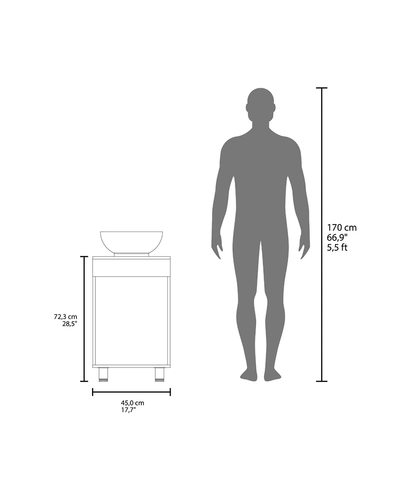 Vicksburg Bathroom Vanity, 1 Door, 4 Legs, White