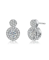 Rachel Glauber White Gold Plating with Clear Cubic Zirconia Stud Earrings
