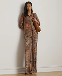 Lauren Ralph Petite Paisley Crepe Wide-Leg Pant