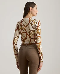 Lauren Ralph Petite Belting-Print Cotton Long-Sleeve Tee