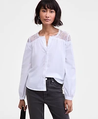 On 34th Women's Long Sleeve Lace-Trim Blouse, Macy's Exclusive
