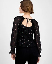 Tinseltown Juniors' Tie-Back Ruffle Blouse