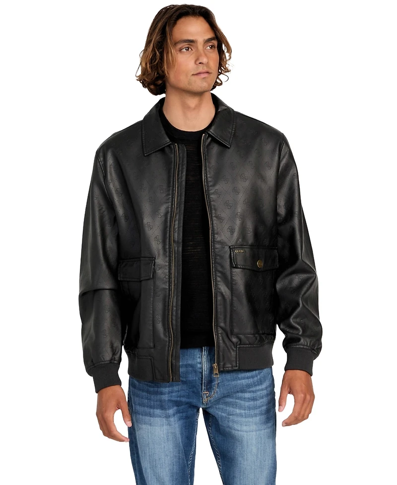 Guess Men's Monogram Aviator Jacket