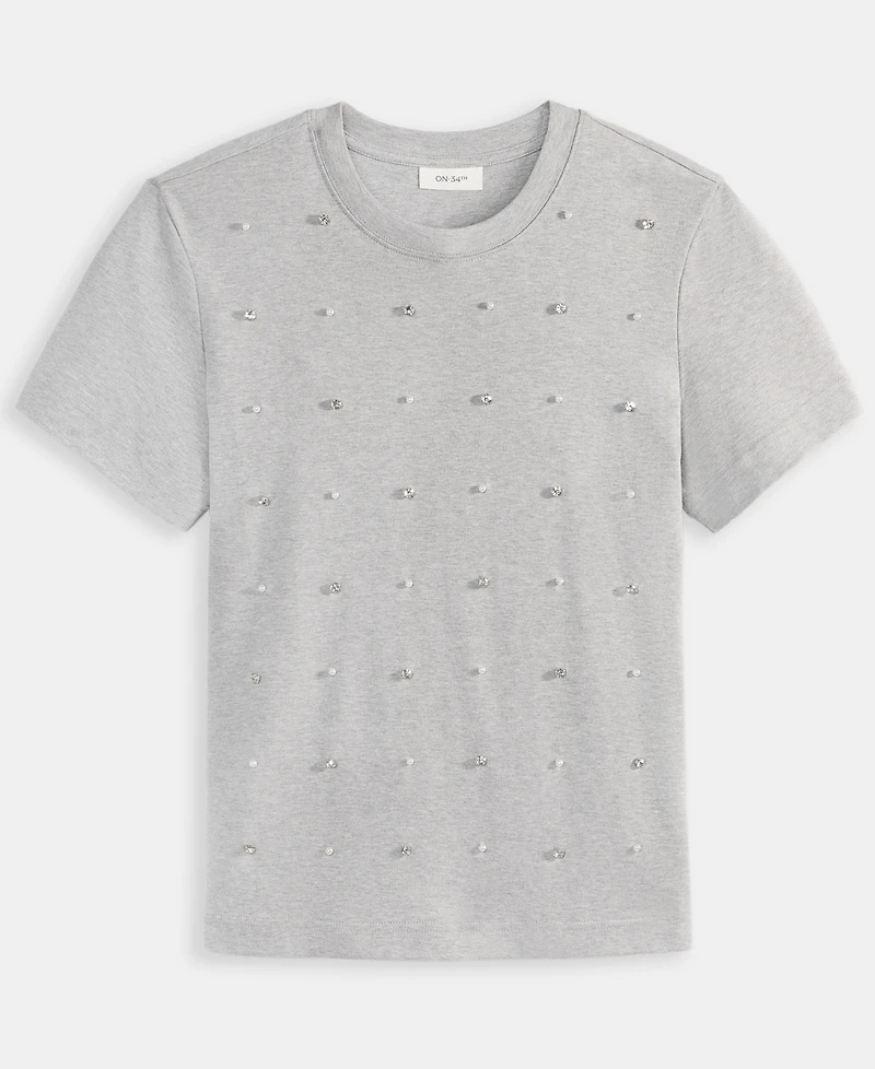On 34th Women's Cotton Embellished Short-Sleeve T-Shirt, Macy's Exclusive