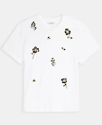 On 34th Women's Scattered-Floral-Embellished Cotton T-Shirt, Macy's Exclusive