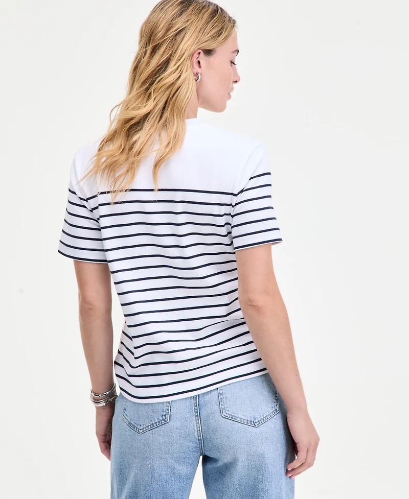 On 34th Women's Classic Stripe Embellished Cotton T-Shirt, Macy's Exclusive