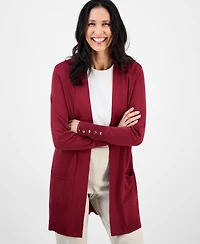 Jm Collection Women's Button-Sleeve Flyaway Cardigan Sweater