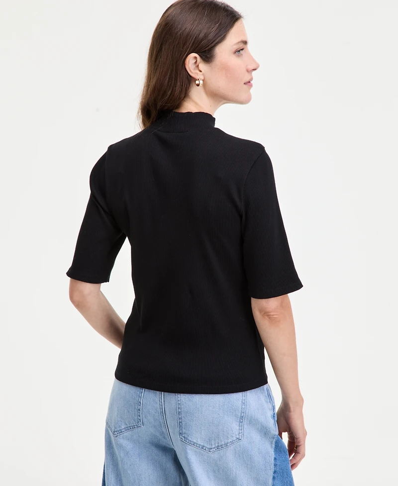 On 34th Women's Mock Neck Elbow-Sleeve Top, Created for Macy's