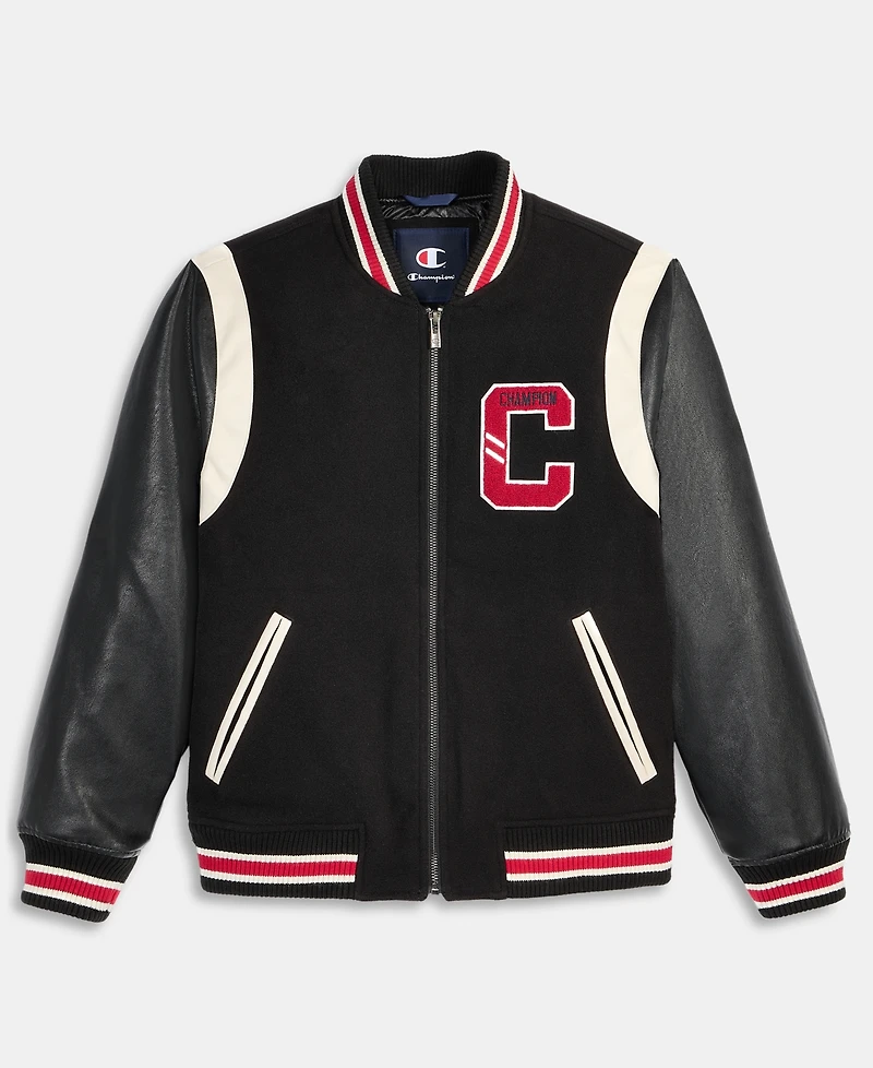 Champion Men's Mixed-Media Varsity Bomber Jacket