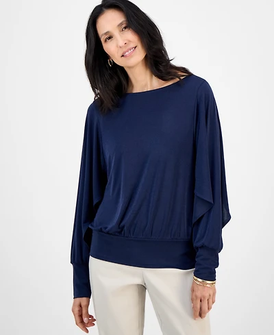 Jm Collection Women's Dolman-Sleeve Draped Boatneck Top, Exclusively at Macy's