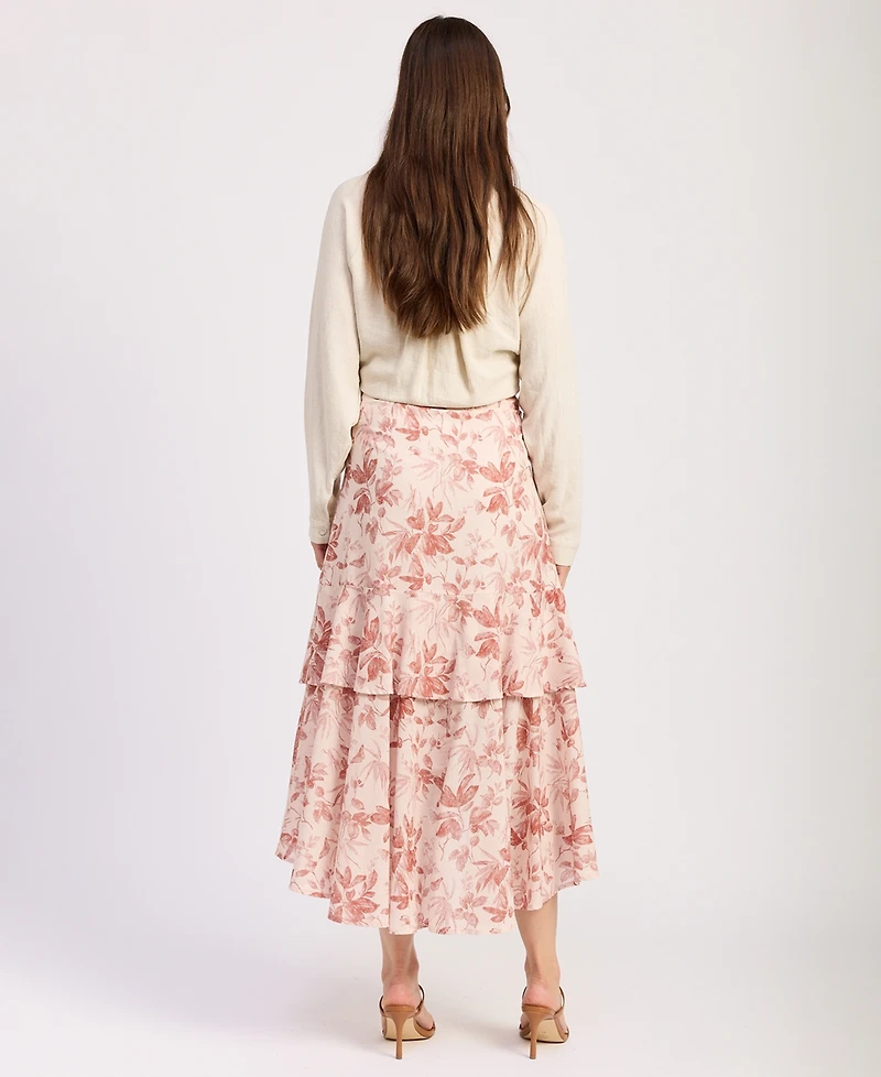 En Saison Women's Sedona Ruffle-Hem Midi Skirt