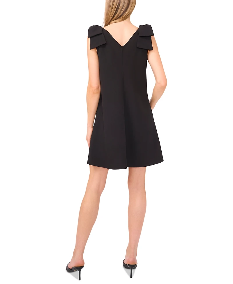 CeCe Women's Solid-Color V-Neck Shoulder-Bow Short Dress