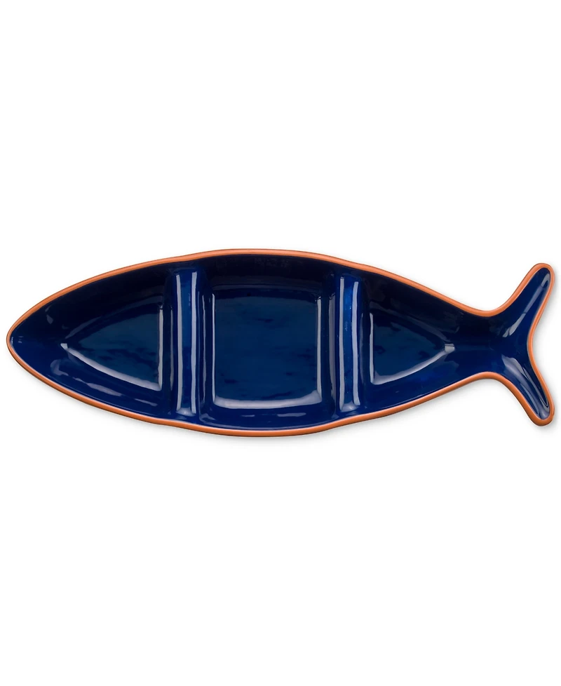 Euro Ceramica Costa Azul Fish-Shaped Divided Serving Dish