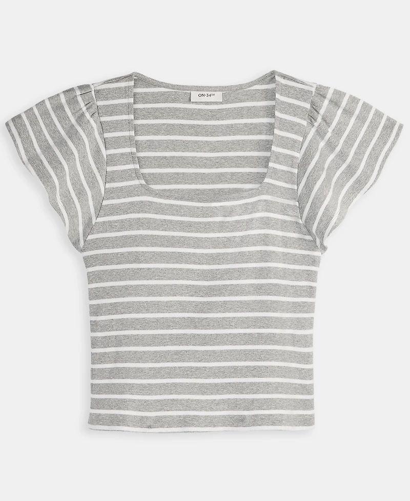 On 34th Women's Square-Neck Flutter-Sleeve Ribbed Top, Macy's Exclusive