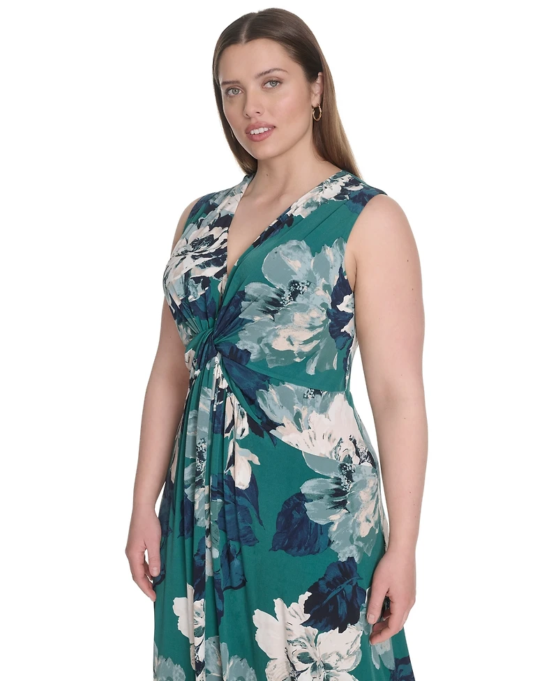 Calvin Klein Plus Jersey Printed Sleeveless Midi Dress