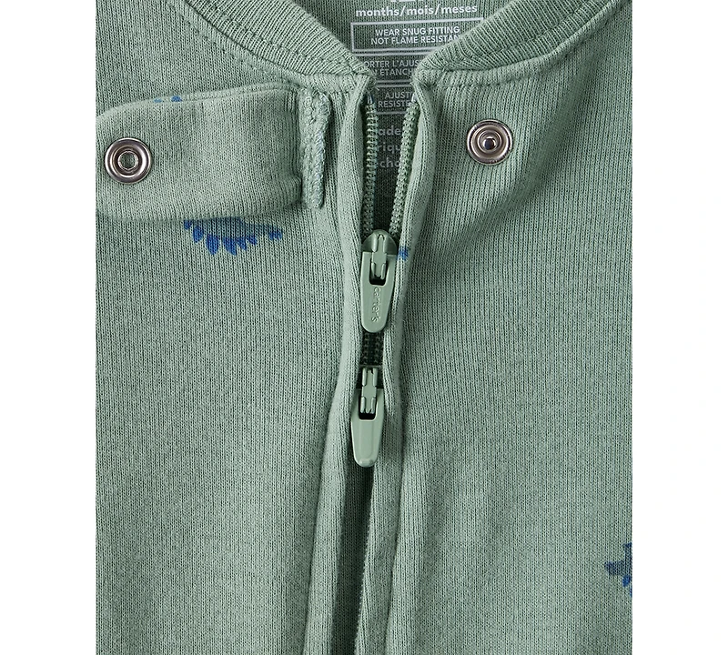 Carter's Baby Boys Dinosaur-Print Cotton Long-Sleeve 2-Way-Zip 1-Piece Footed Pajamas
