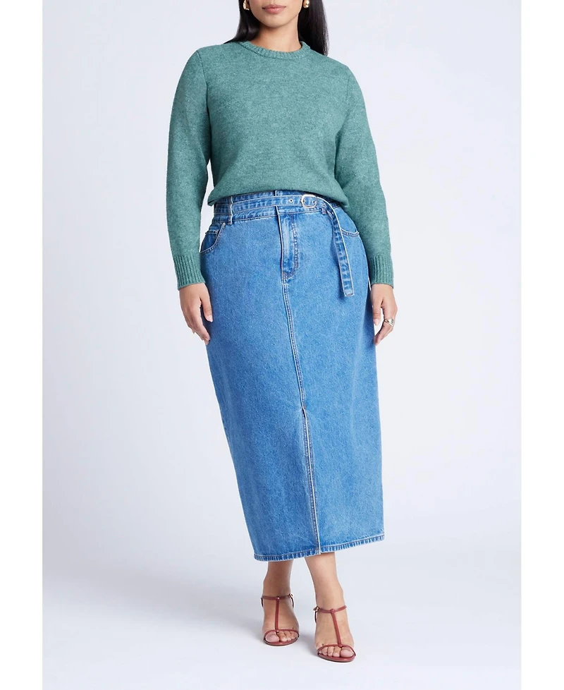 Eloquii Women's Plus Scoop Hem Sweater