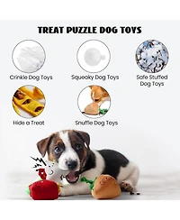 Nocciola 3 Pcs Finger Food Dog Toy Set, gift,Cute Hide and Seek Plush Dog Toys,Squeaky and Crinkle Enrichment Toys for Small to Medium Dogs