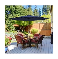 9 Feet Solar Led Lighted Patio Market Umbrella with Tilt Adjustment without Base