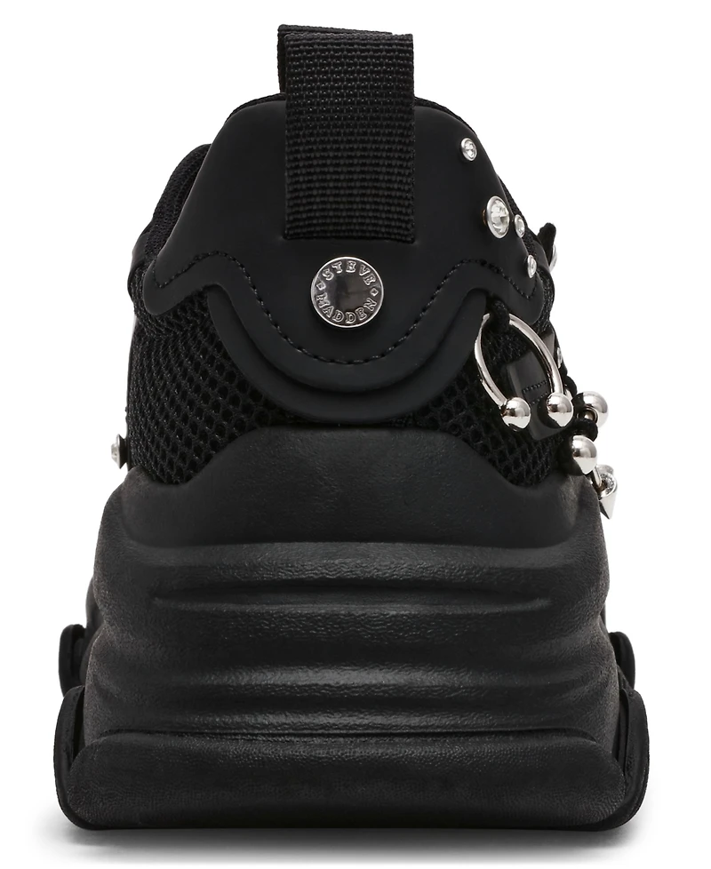 Steve Madden Women's Possession Piercing-Embellished Lace-Up Sneakers
