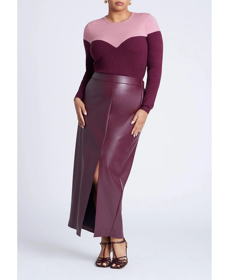 Eloquii Women's Plus Sweetheart Colorblock Sweater