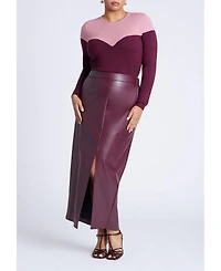 Eloquii Women's Plus Sweetheart Colorblock Sweater