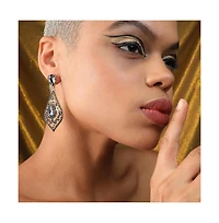 Sohi Women's Silver Dazzling Drop Earrings