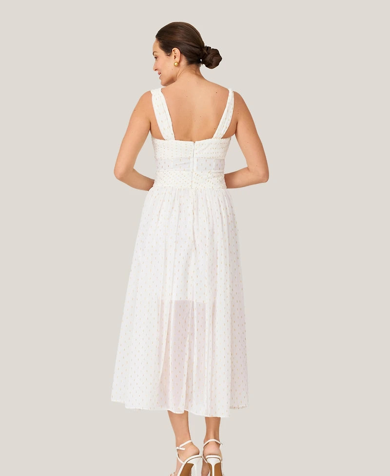 J Mendel Women's Metallic Print Twist Pleated Midi Dress