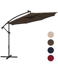Gymax 10 Ft Offset Patio Umbrella Solar Powered Cantilever w/ 112 Led Lights