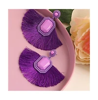 Sohi Women's Purple Tassel Drop Earrings