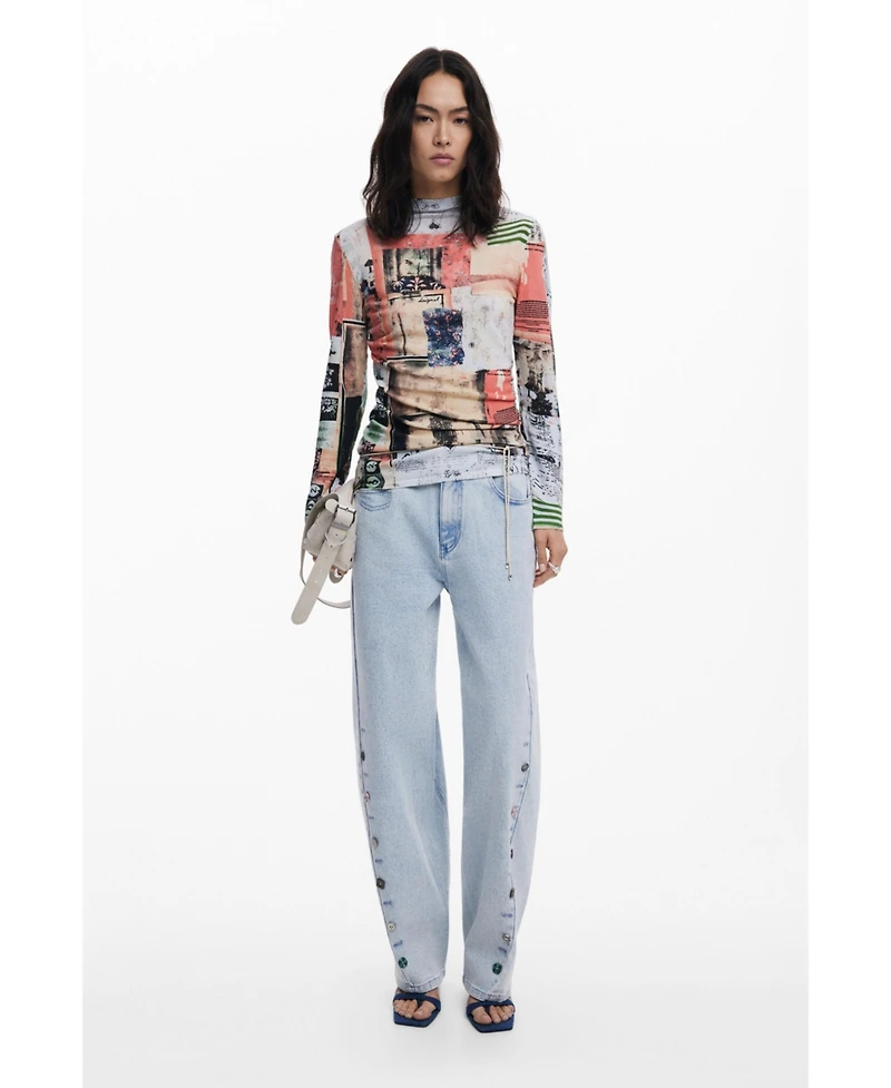 Desigual Women's Fine postcard sweater