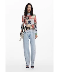 Desigual Women's Fine postcard sweater