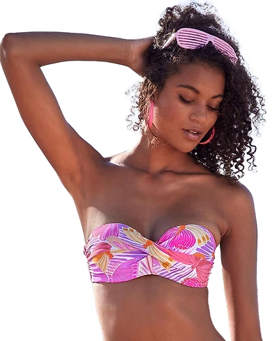 Lascana Women's Butterfly Print Bandeau Bikini Swimsuit Top Bra Sizing