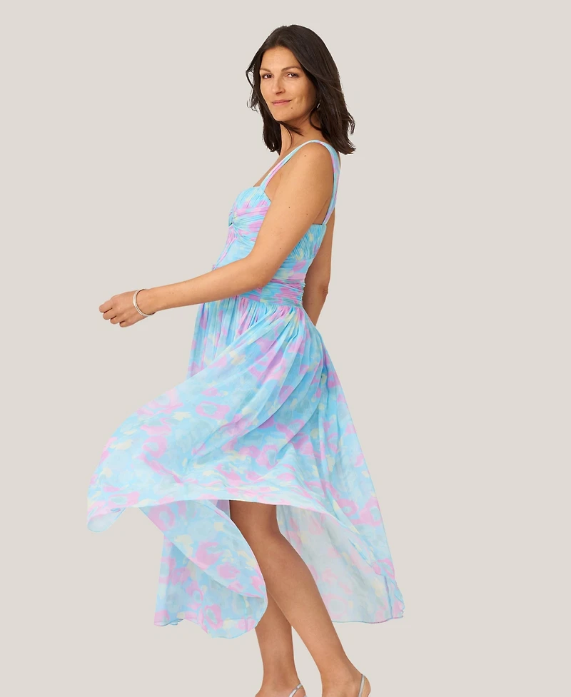 J Mendel Women's Floral Twist Pleated Midi Dress