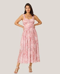 J Mendel Women's Floral Twist Pleated Midi Dress