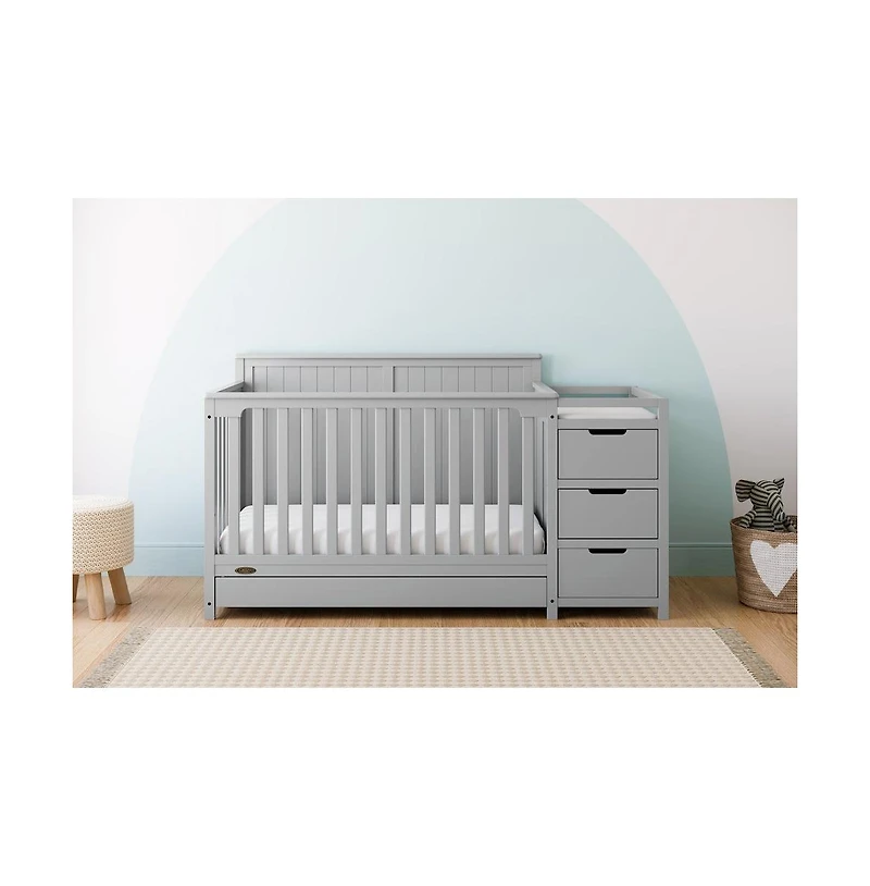 Graco Hadley 5-in-1 Convertible Crib and Changer with Drawer (Pebble Gray)