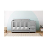 Graco Hadley 5-in-1 Convertible Crib and Changer with Drawer (Pebble Gray)