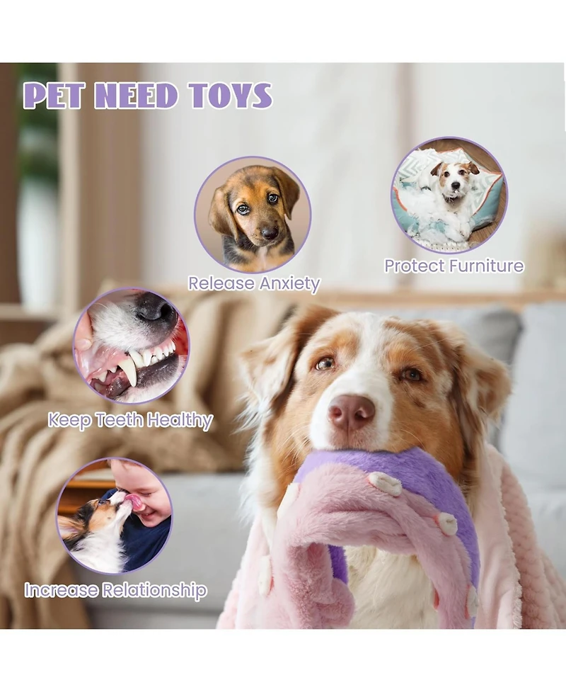 Nocciola 5 Pcs Wildlife Squeaky Dog Toys, gift,No Stuffing Dog Toys with Crinkle Paper, Small, Medium, and Large Dogs