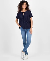 Nautica Jeans Women's Tie-Front Short-Sleeve Top