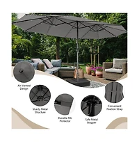 15 Feet Double-Sided Patio Umbrella with 48 Led Lights