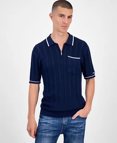 Karl Lagerfeld Paris Men's Half-Zip Knit Polo Shirt