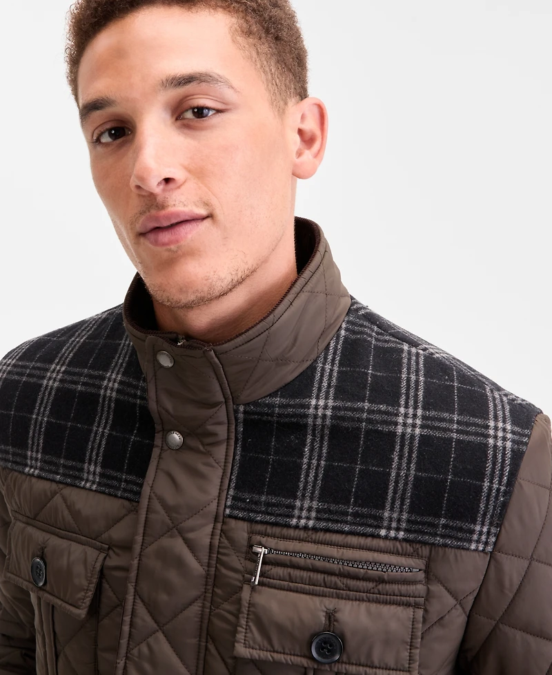Cole Haan Mixed Media Quilted Jacket